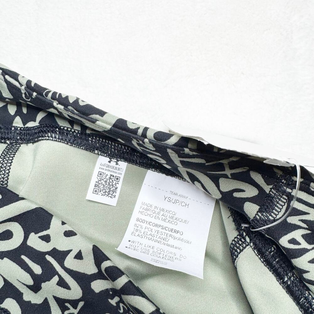 UNDER ARMOUR Girl's Motion Black & Khaki Printed Crop Tights size Small NEW - Picture 6 of 6